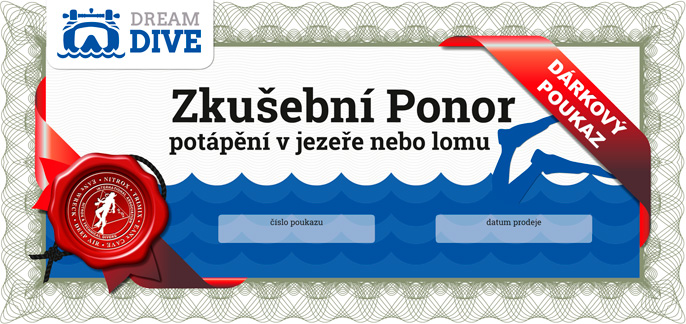 Dárkový poukaz na zkušební ponor v jezeře nebo lomu